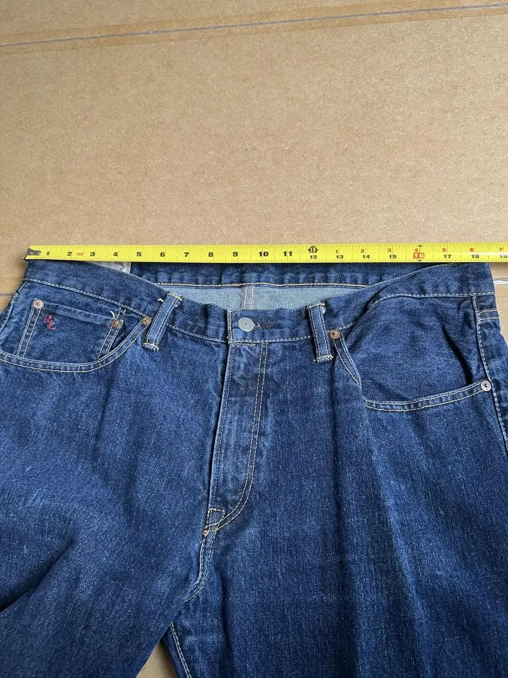 Polo Ralph Lauren Pants Mens 36 Blue Denim Straight Chino 5-Pocket Logo